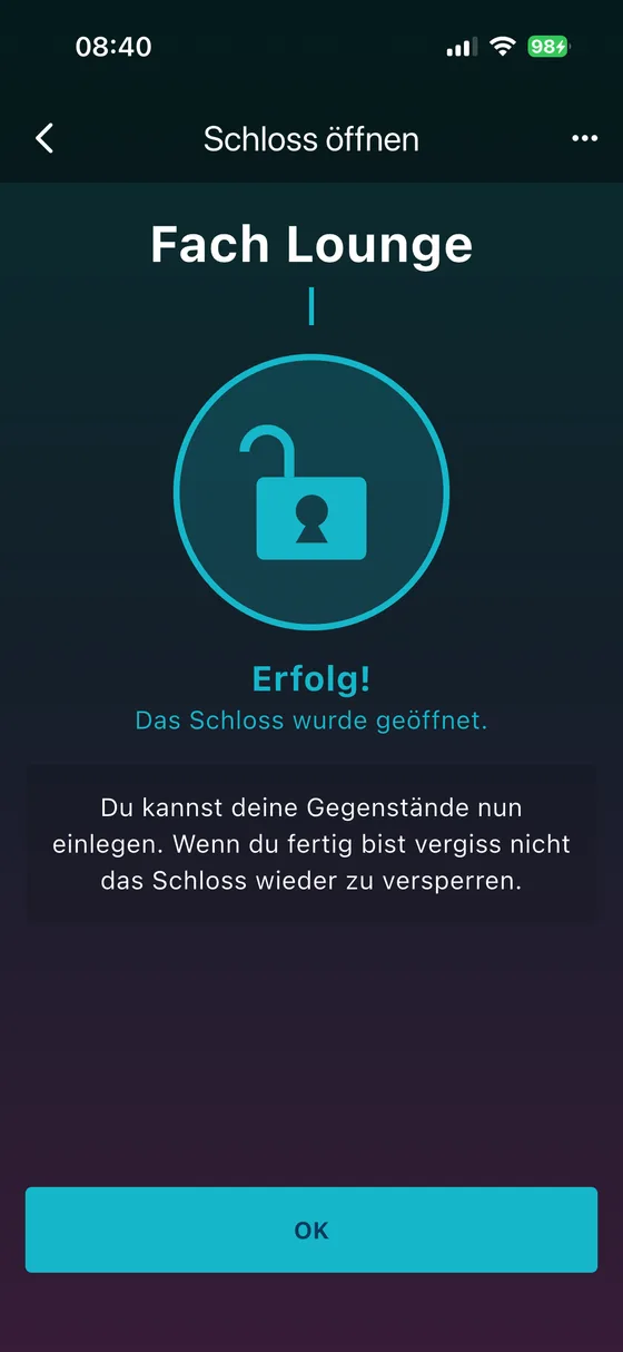Lock opened successfully